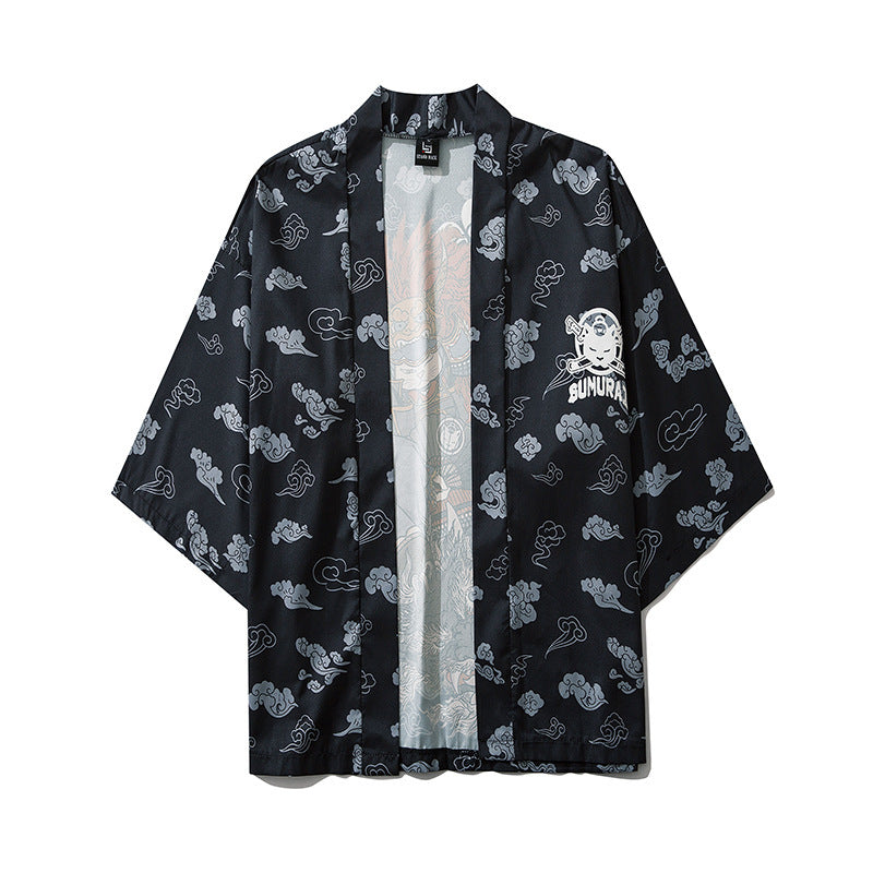 Japanese Kimono Cardigan Cat Samurai Streetwear Harajuku Anime Clothes