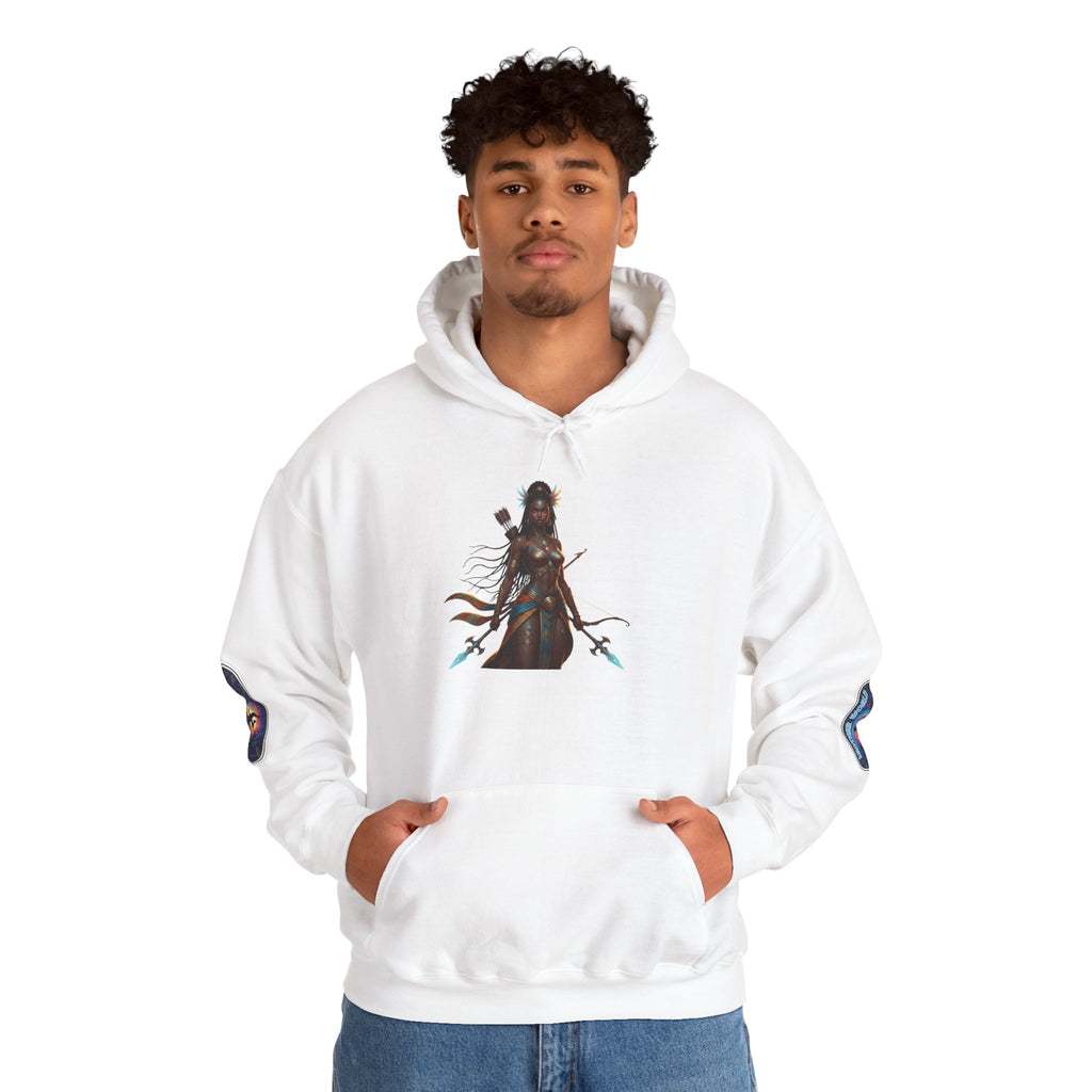 Sudadera con capucha unisex de mezcla pesada Mythical Warrior - Ropa de fantasía, Sudadera para cosplay, Sudadera estampada, Regalo para ella, Moda llamativa 