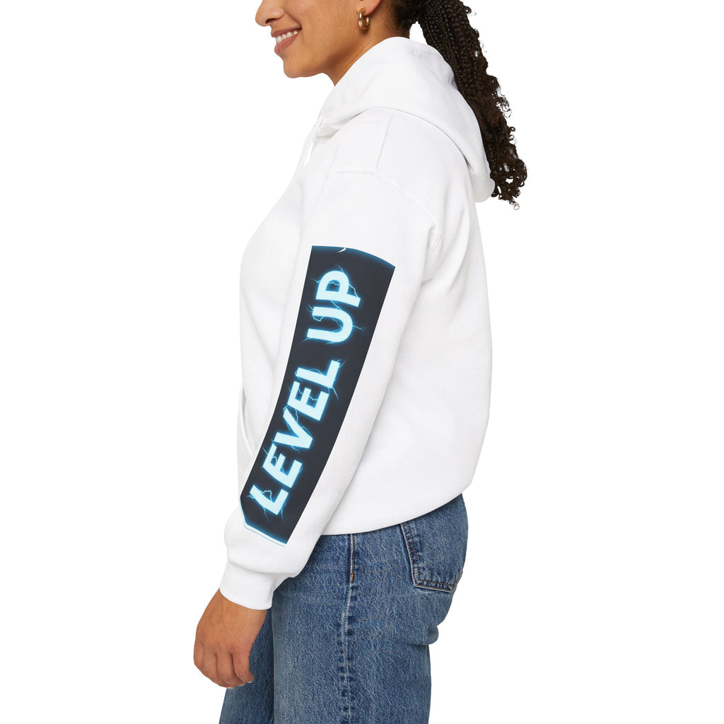 Arise silhouette figure Hoodie | Level Up sleeve graphic