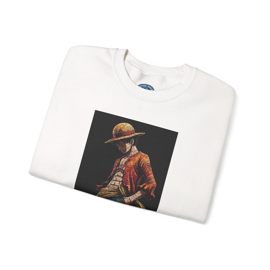One Piece Luffy Graphic Crewneck Sweatshirt — Anime Pirate Straw Hat Design