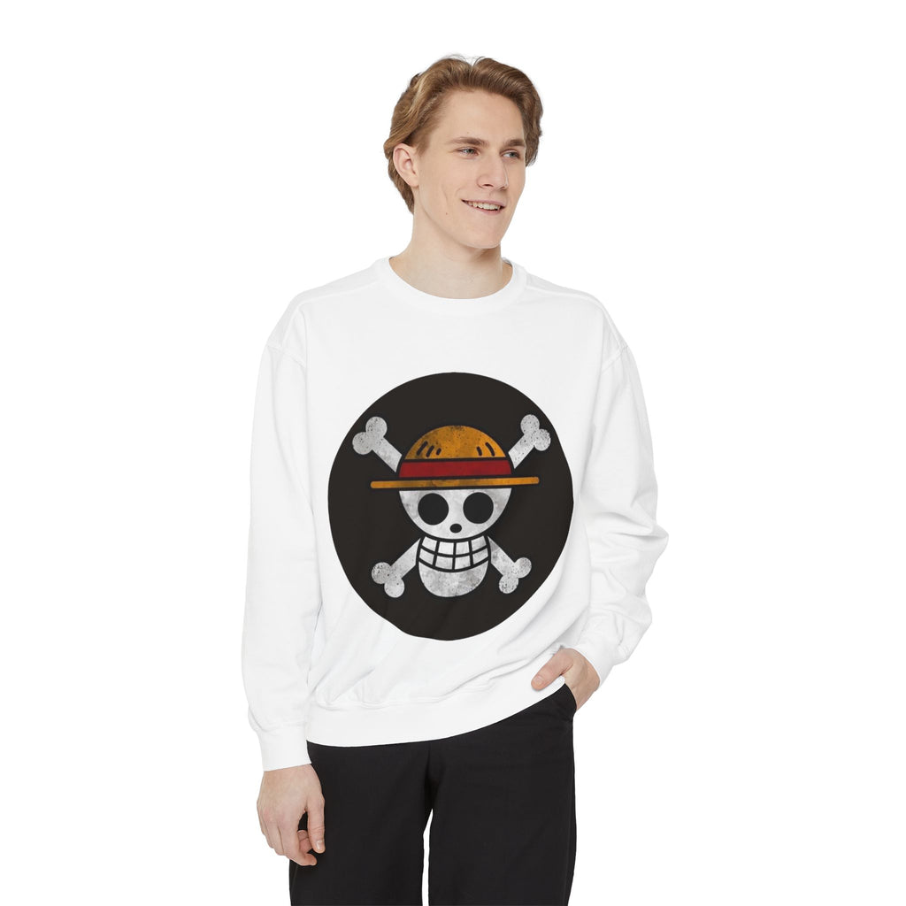 Garment-Dyed Unisex Sweatshirt with Pirate Skull Design