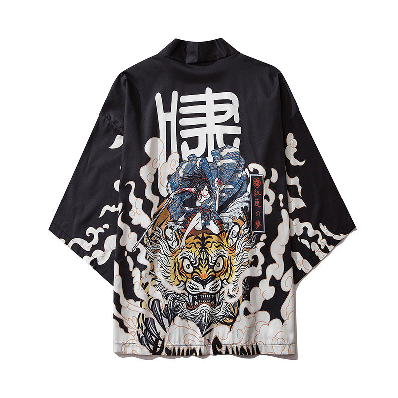 Japanese Kimono Cardigan Cat Samurai Streetwear Harajuku Anime Clothes