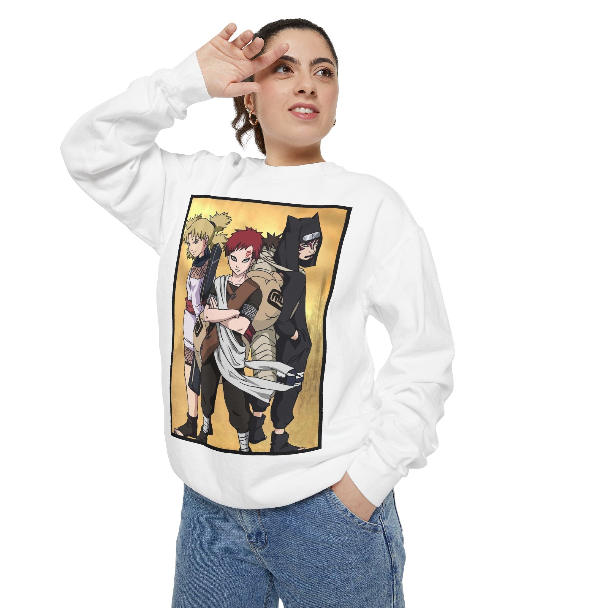 Anime Villain Trio Sweatshirt — Graphic Crewneck for Fans
