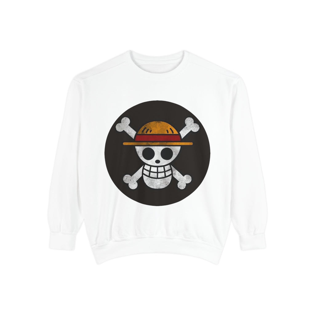 Garment-Dyed Unisex Sweatshirt with Pirate Skull Design