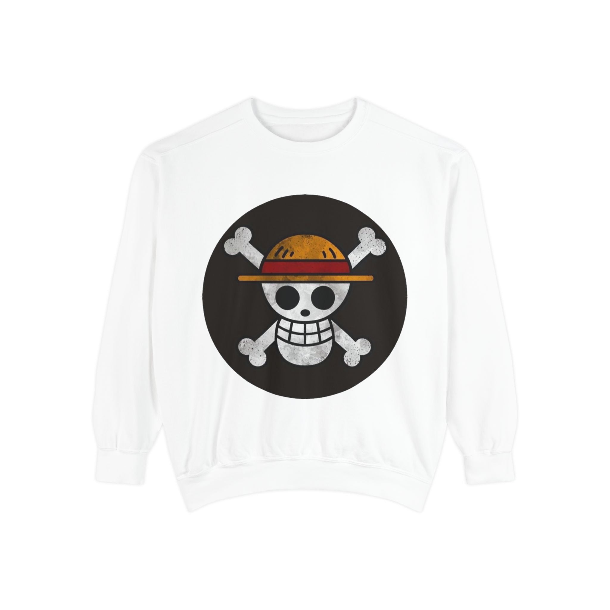Garment-Dyed Unisex Sweatshirt with Pirate Skull Design