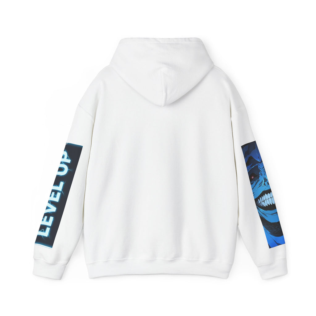 Arise silhouette figure Hoodie | Level Up sleeve graphic
