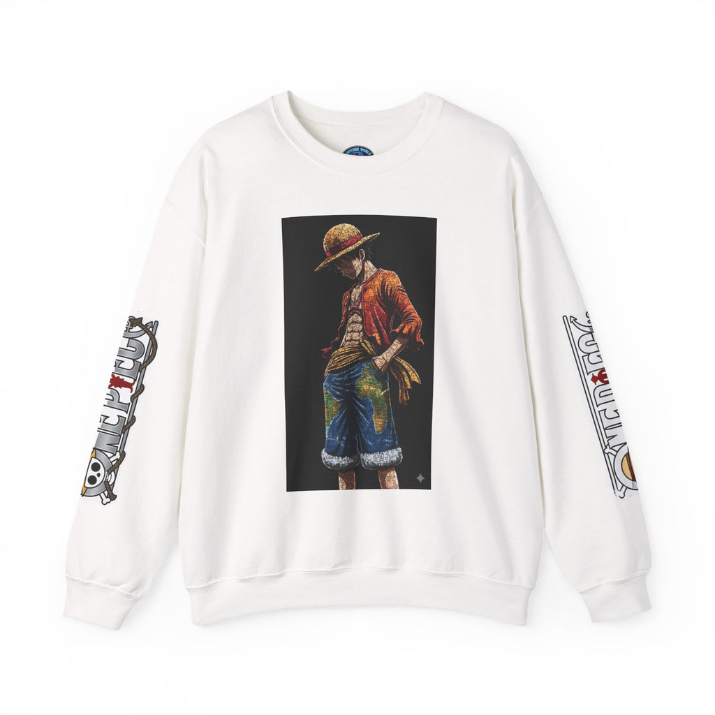 One Piece Luffy Graphic Crewneck Sweatshirt — Anime Pirate Straw Hat Design