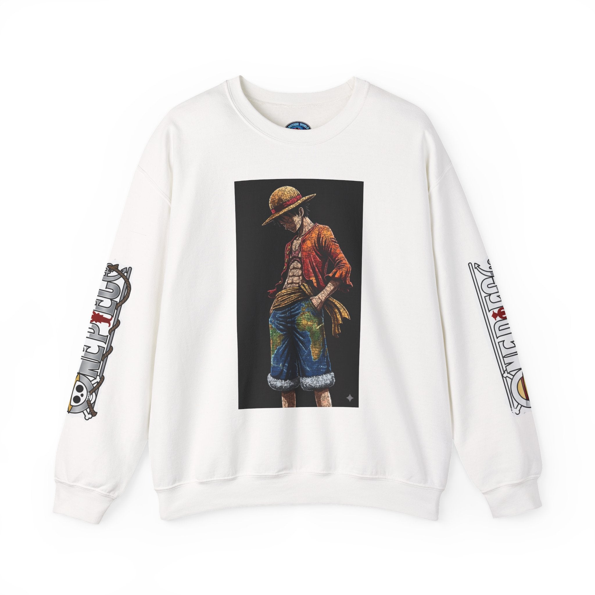 One Piece Luffy Graphic Crewneck Sweatshirt — Anime Pirate Straw Hat Design