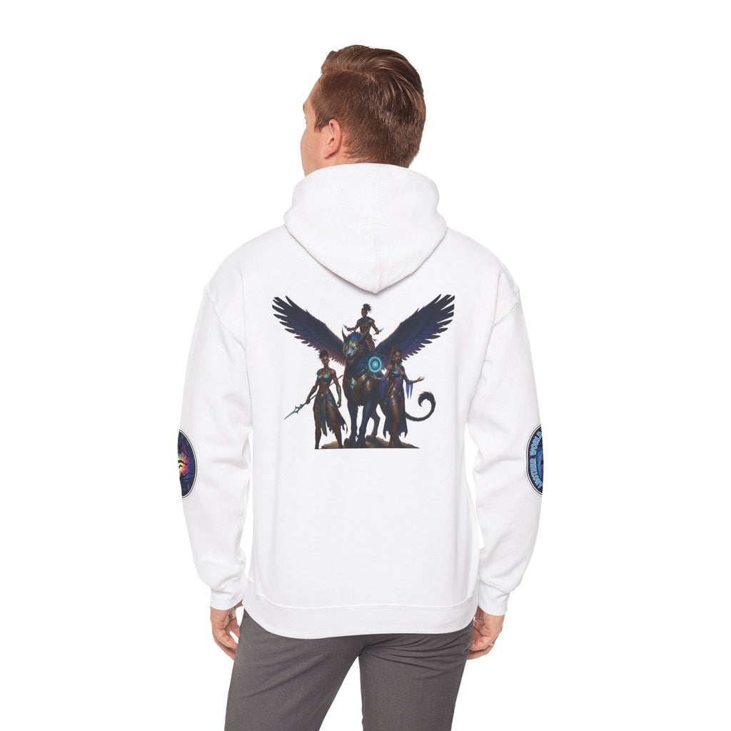 Sudadera con capucha unisex de mezcla pesada Mythical Warrior - Ropa de fantasía, Sudadera para cosplay, Sudadera estampada, Regalo para ella, Moda llamativa 