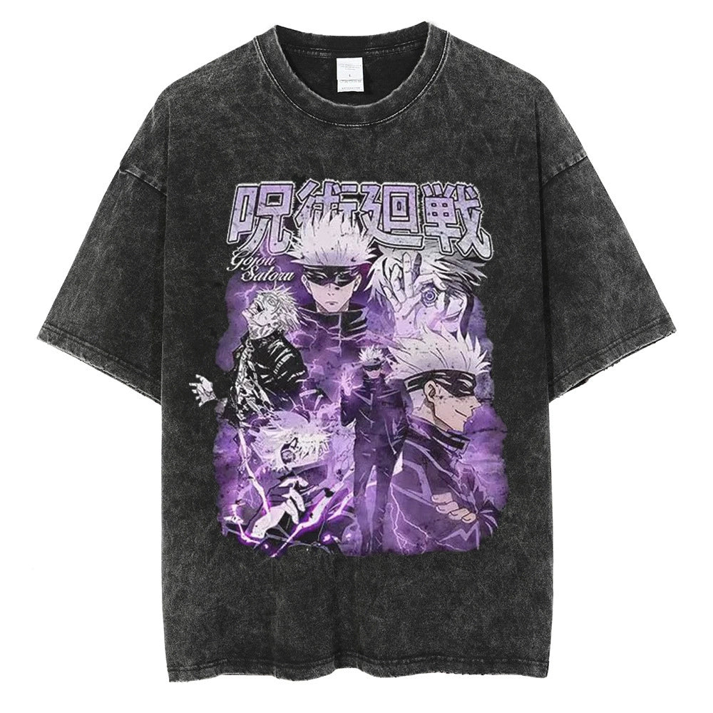 Anime Jujutsu Kaisen T Shirt Vintage Washed T-shirt Gojo