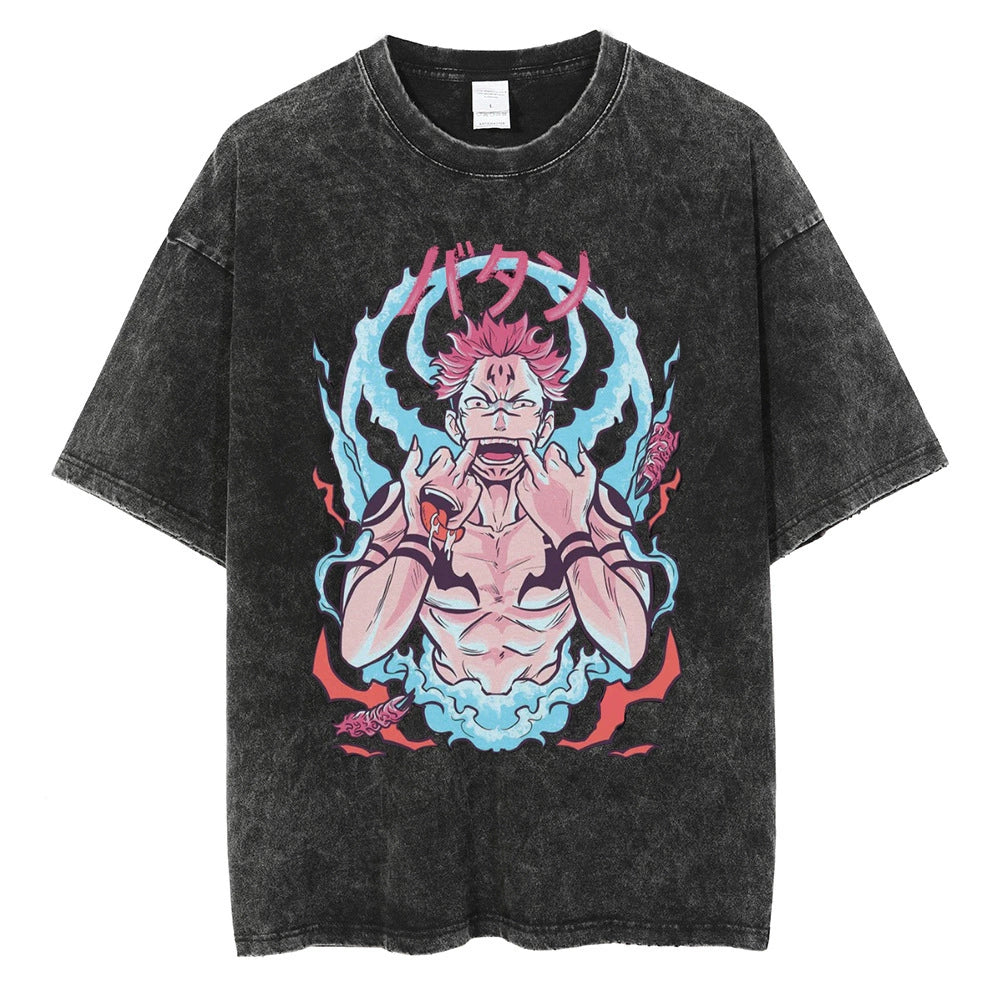 Anime Jujutsu Kaisen T Shirt Vintage Washed T-shirt Gojo