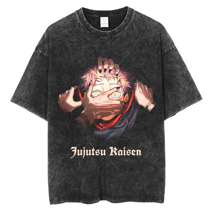 Anime Jujutsu Kaisen T Shirt Vintage Washed T-shirt Gojo