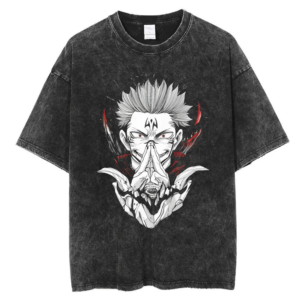 Anime Jujutsu Kaisen T Shirt Vintage Washed T-shirt Gojo
