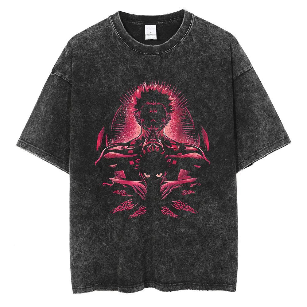 Anime Jujutsu Kaisen T Shirt Vintage Washed T-shirt Gojo