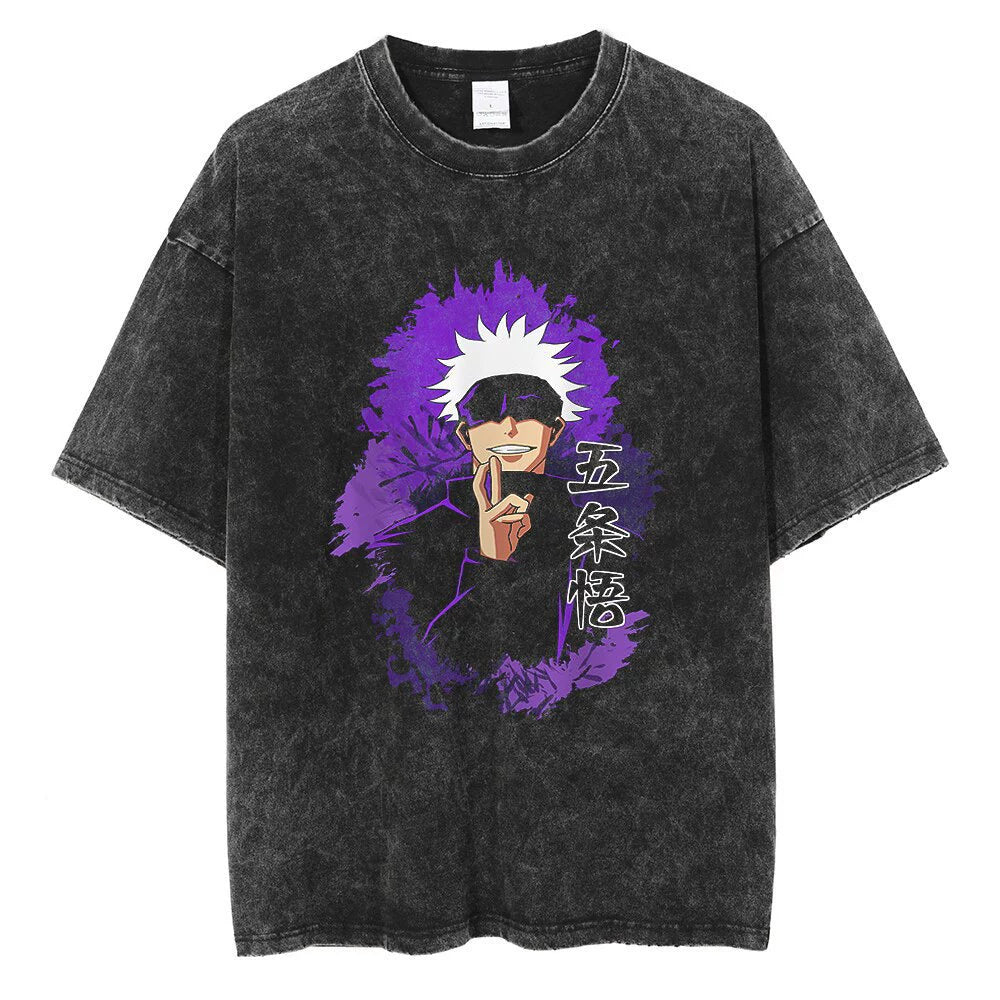 Anime Jujutsu Kaisen T Shirt Vintage Washed T-shirt Gojo