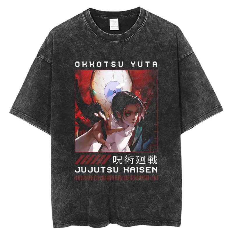 Anime Jujutsu Kaisen T Shirt Vintage Washed T-shirt Gojo