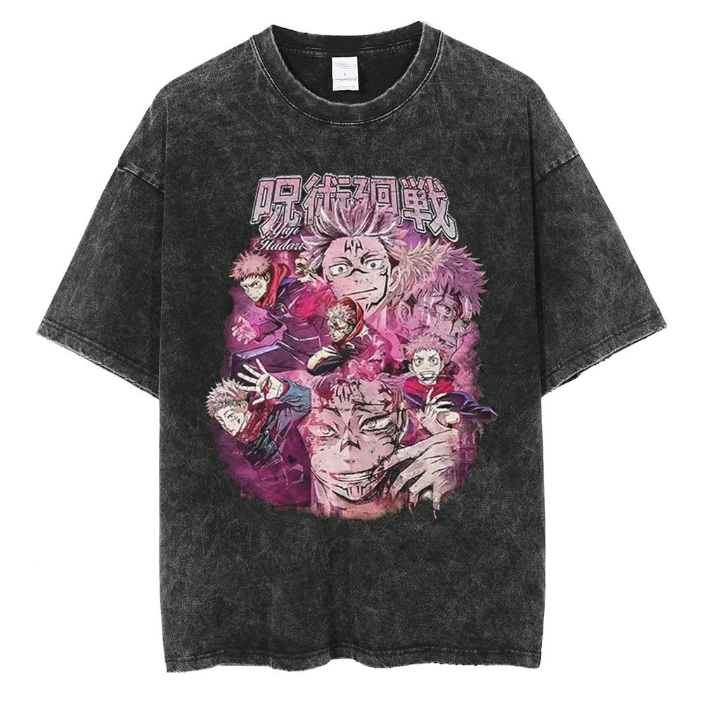 Anime Jujutsu Kaisen T Shirt Vintage Washed T-shirt Gojo