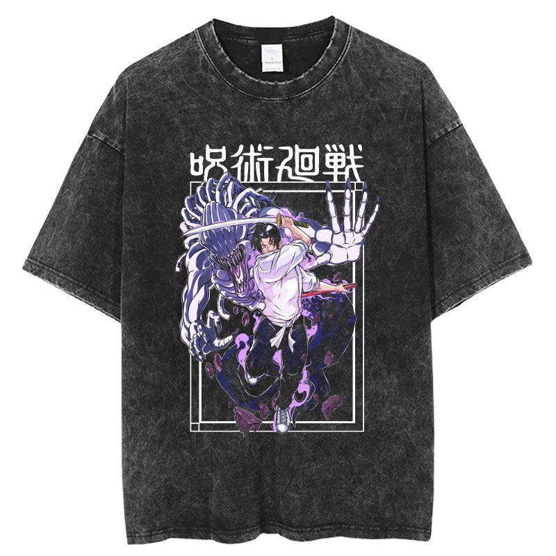 Anime Jujutsu Kaisen T Shirt Vintage Washed T-shirt Gojo