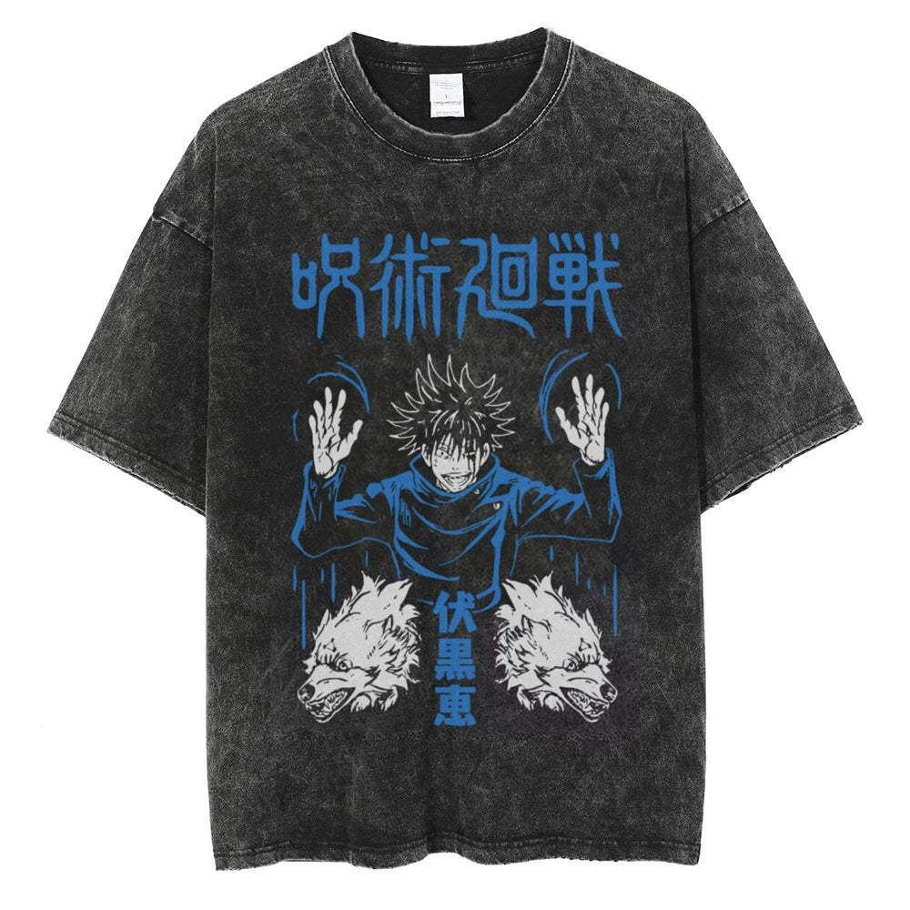 Anime Jujutsu Kaisen T Shirt Vintage Washed T-shirt Gojo