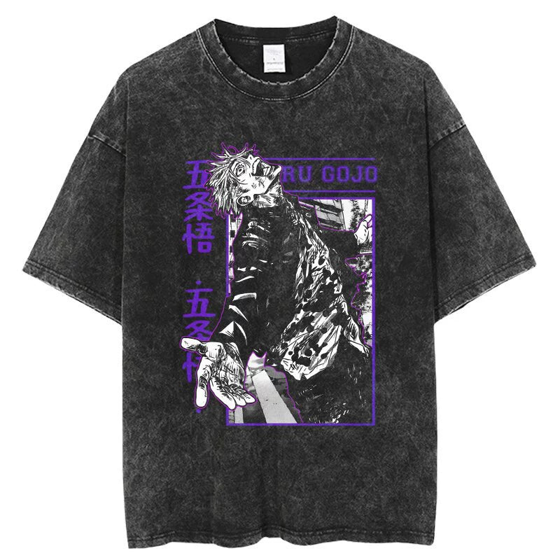 Anime Jujutsu Kaisen T Shirt Vintage Washed T-shirt Gojo