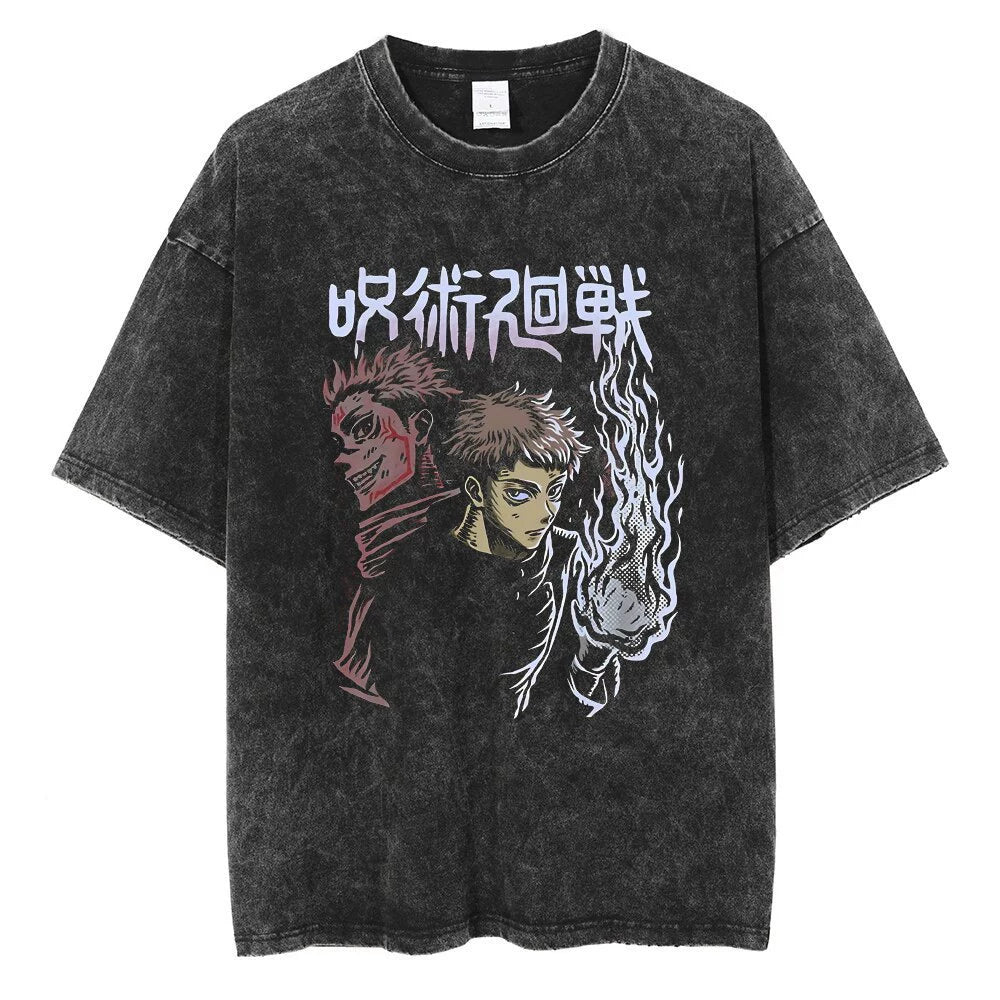 Anime Jujutsu Kaisen T Shirt Vintage Washed T-shirt Gojo