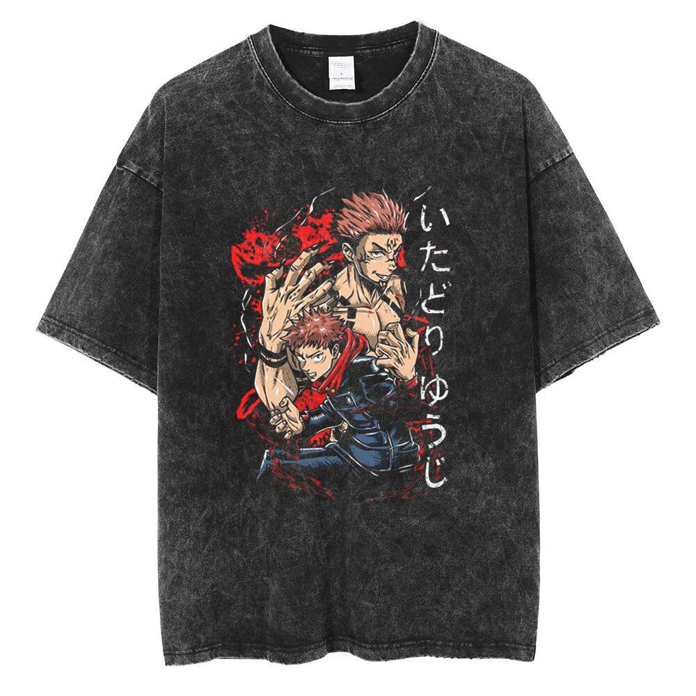 Anime Jujutsu Kaisen T Shirt Vintage Washed T-shirt Gojo