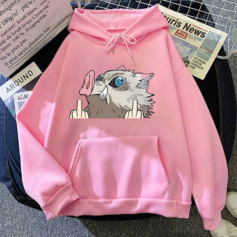 Nuevas sudaderas con capucha estampadas de Hashibira Inosuke, estilo anime, para hombre y mujer, ideales para primavera y otoño. Disponibles en colores lisos y manga larga.