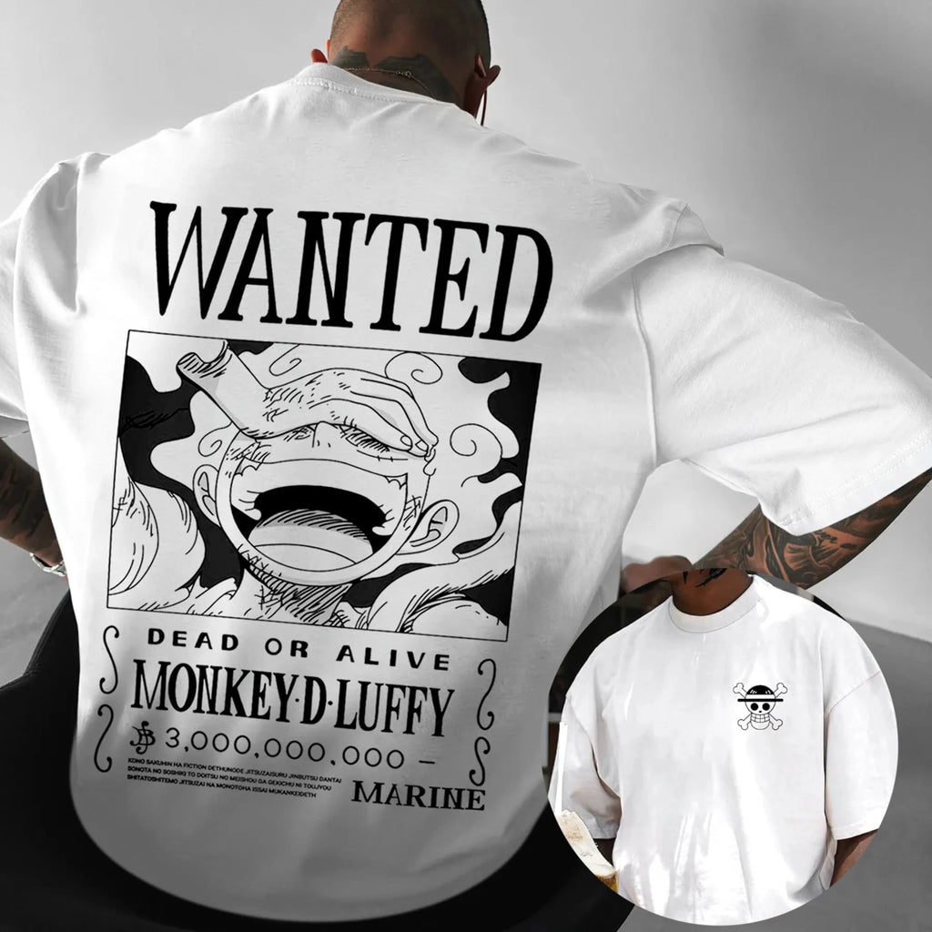 2025 One Piece Luffy Printed Cotton Short-sleeved American Loose Men's and Women's Summer Breathable Sport Round-neck T-shirt