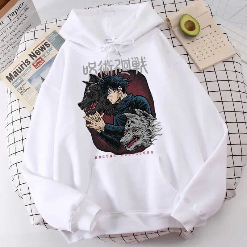 Women's Hoodies Japanese Anime Jujutsu Kaisen Hoodie Yuji Itadori Cartoon Sweatshirts Tops Kawaii Gojo Satoru Graphic Streetwear
