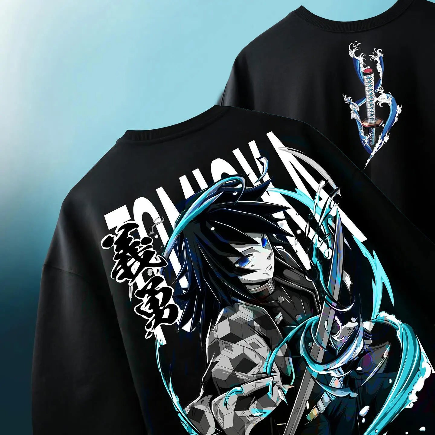 Demon Slayer Tomioka Giyuu Graphic T-shirt Mens Womens Oversized Y2k Short Sleeve Crew Neck Couple Cotton Female Male Clothing