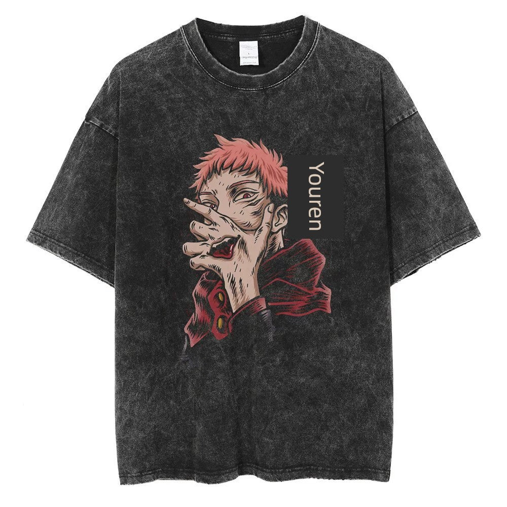 Anime Jujutsu Kaisen T Shirt Vintage Washed T-shirt Gojo