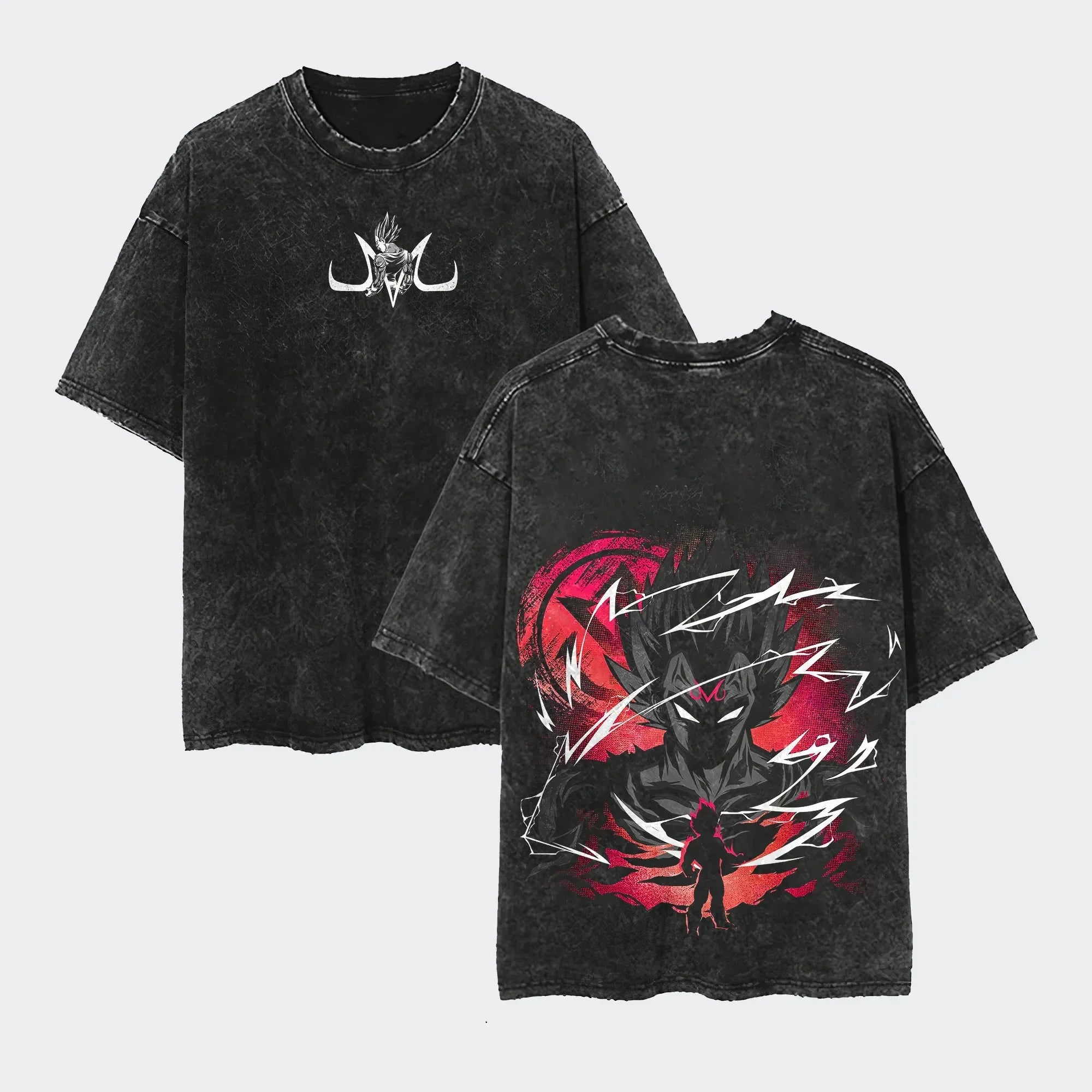 Anime Dragon Ball Cosplay Washed T-Shirt Cotton Short Sleeve Loose Large Casual Sports Fitness T-Shirt Men's Harajuku Clothing