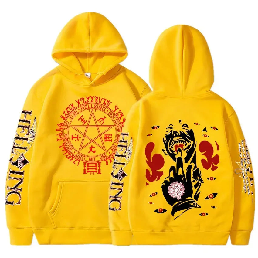 Anime Hellsing Hoodies Manga Print Hooded Men Women Clothes Harajuku Streetwear Hip Hop Unisex Sweatshirt Comfortable Pullover