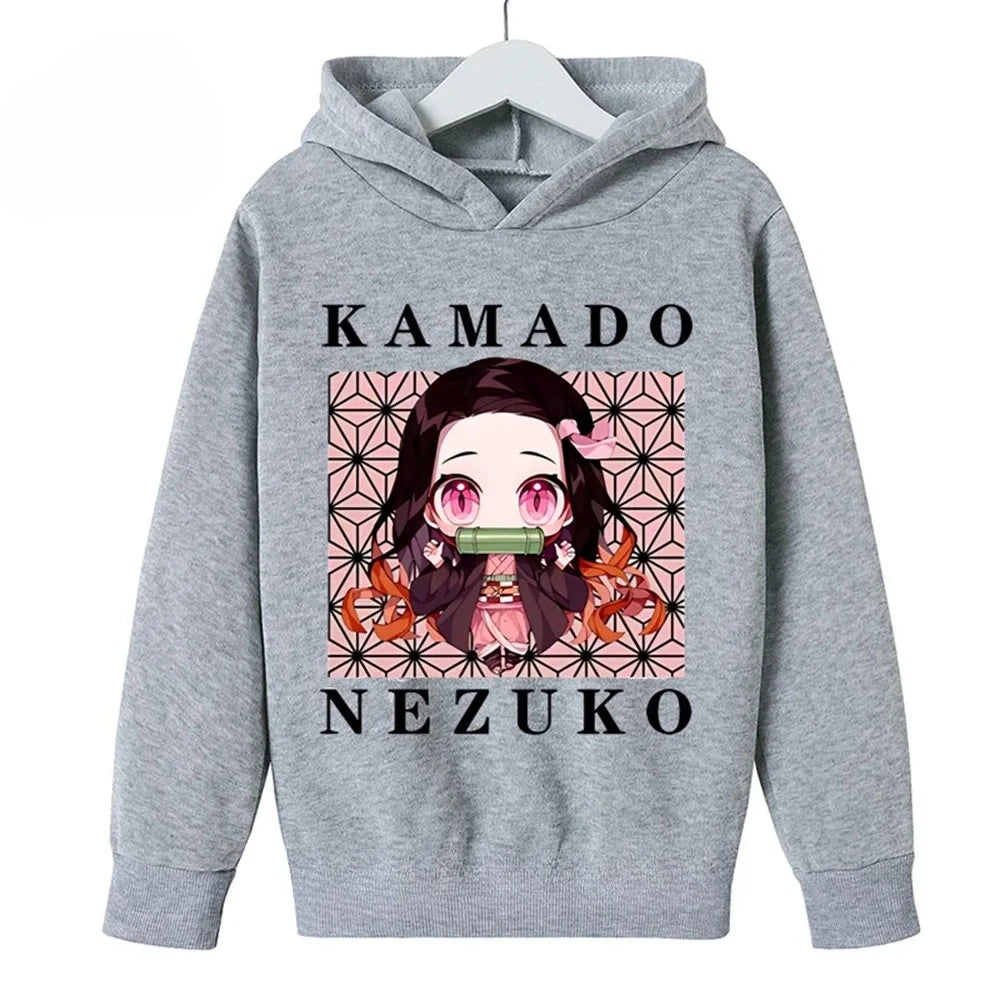 Anime Cartoon Hoodies for Boys and Girls, New Autumn and Winter Warm Children's Sweatshirts, Casual and Comfortable
