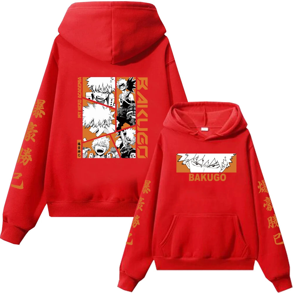 Anime My Hero Academia Hoodies Midoriya Bakugo Todoroki Graphic Printed Pullover Harajuku Hip Hop Unisex Streetwear Casual Cloth