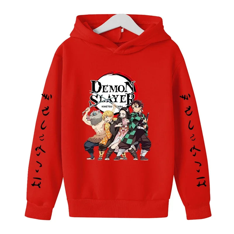 New Kids Demon Slayer Hoodie Children's Clothing Hoodie Suitable Boys Girl Long Sleeve Anime Yaiba Sleeve Pullover Sweatshirt