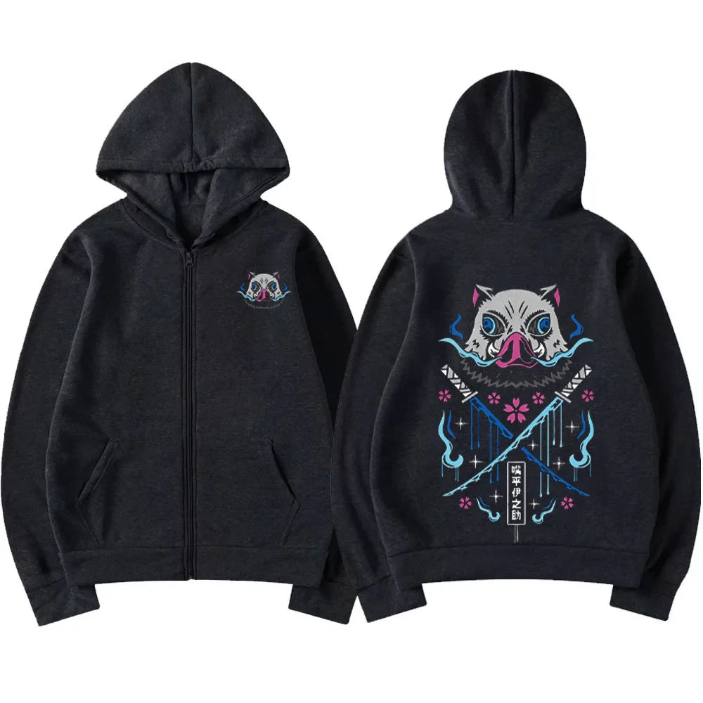 Inosuke Anime Hoodies Men Women Gothic Harajuku Hooded Pullover
