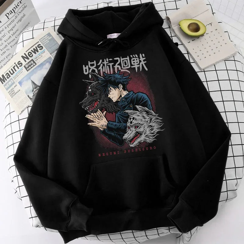 Women's Hoodies Japanese Anime Jujutsu Kaisen Hoodie Yuji Itadori Cartoon Sweatshirts Tops Kawaii Gojo Satoru Graphic Streetwear