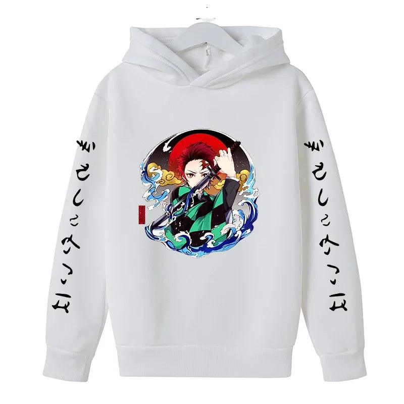 New Kids Demon Slayer Hoodie Children's Clothing Hoodie Suitable Boys Girl Long Sleeve Anime Yaiba Sleeve Pullover Sweatshirt