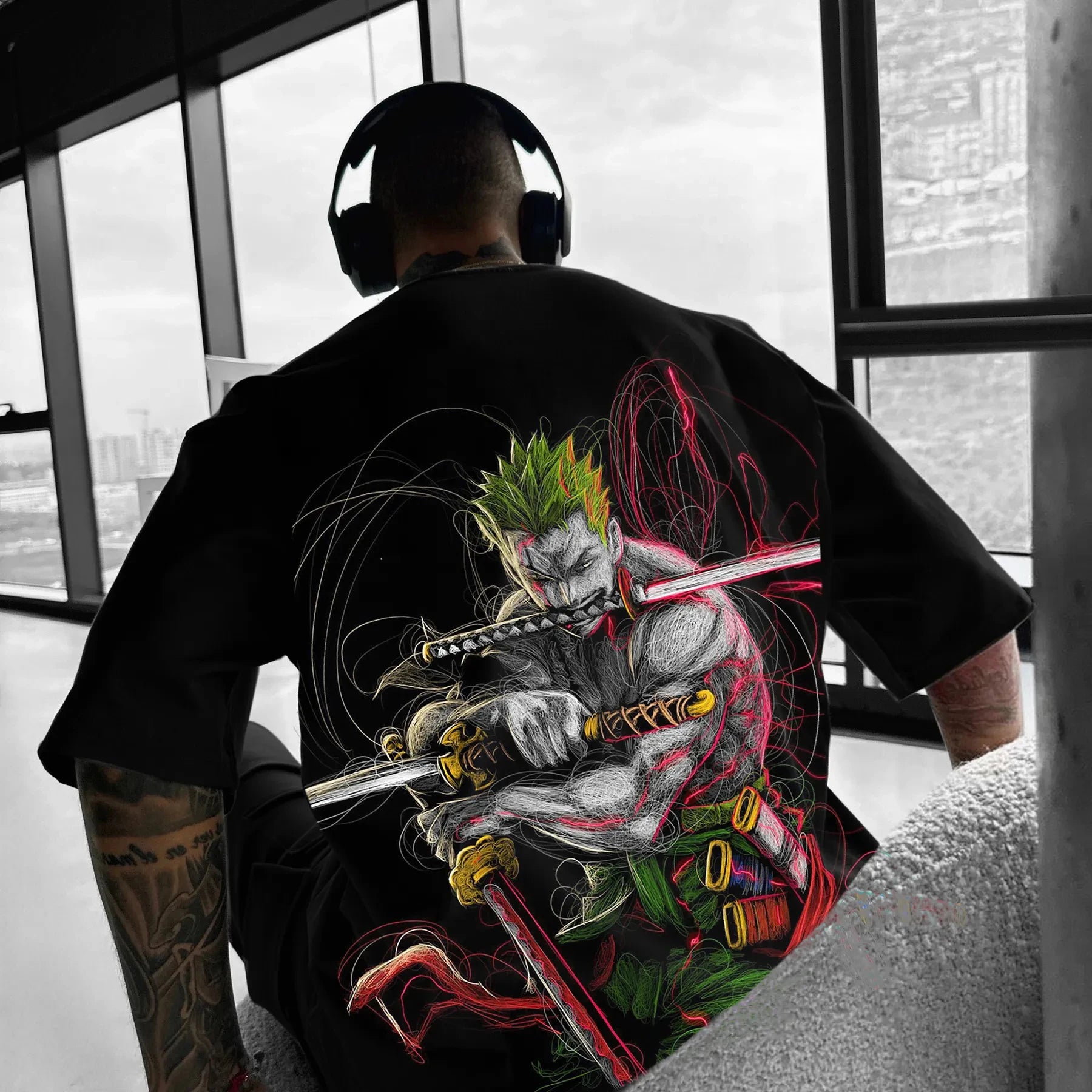 2025 One Piece Luffy Printed Cotton Short-sleeved American Loose Men's and Women's Summer Breathable Sport Round-neck T-shirt