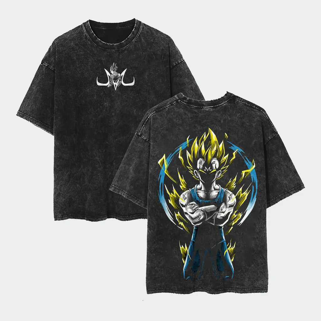 Anime Dragon Ball Cosplay Washed T-Shirt Cotton Short Sleeve Loose Large Casual Sports Fitness T-Shirt Men's Harajuku Clothing