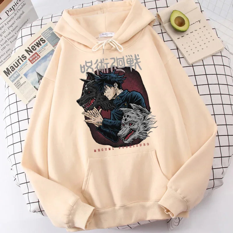 Women's Hoodies Japanese Anime Jujutsu Kaisen Hoodie Yuji Itadori Cartoon Sweatshirts Tops Kawaii Gojo Satoru Graphic Streetwear