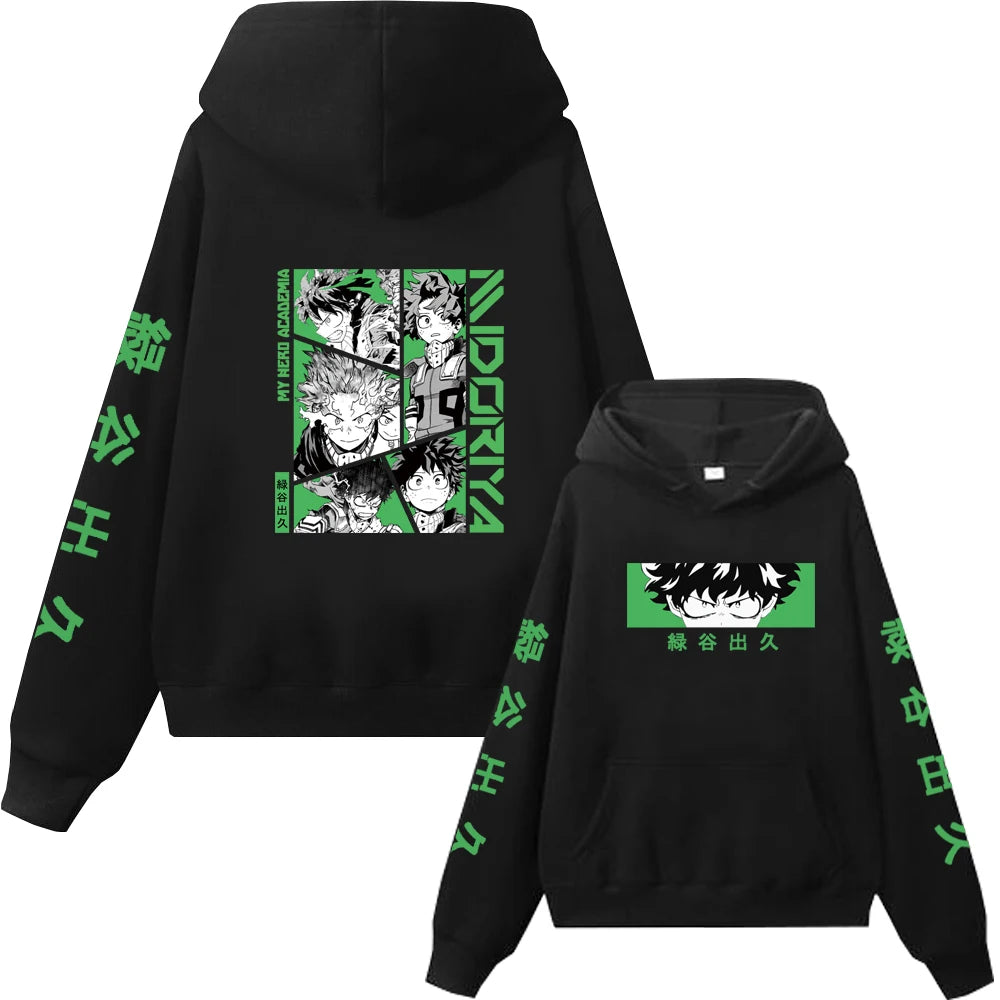 Anime My Hero Academia Hoodies Midoriya Bakugo Todoroki Graphic Printed Pullover Harajuku Hip Hop Unisex Streetwear Casual Cloth