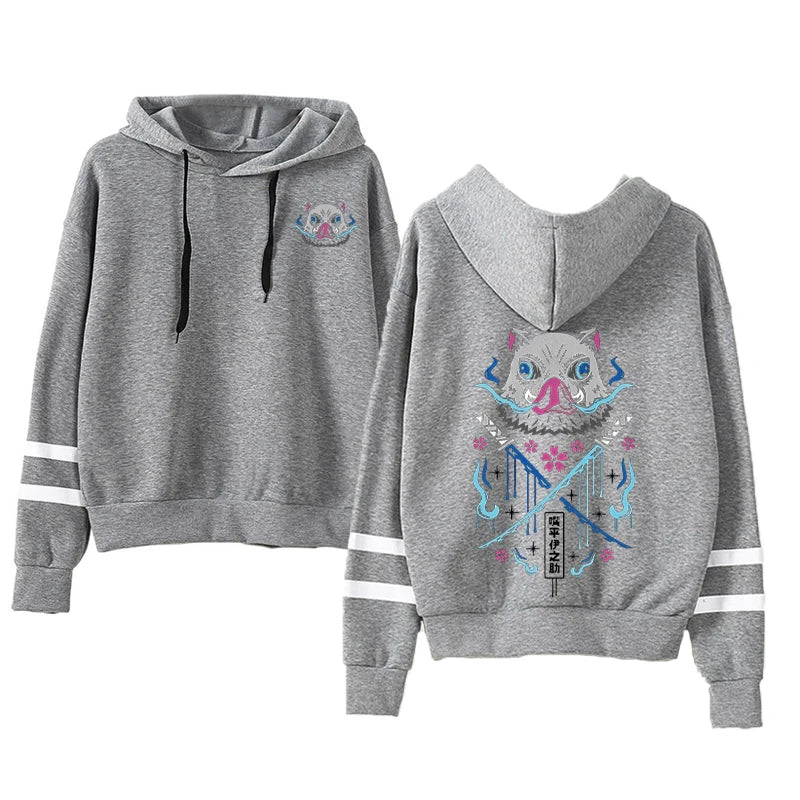 Inosuke Anime Hoodies Men Women Kimetsu no Yaiba Kawaii Manga Sweatshirts Gothic Harajuku Hooded Pullover Casual Streetwear