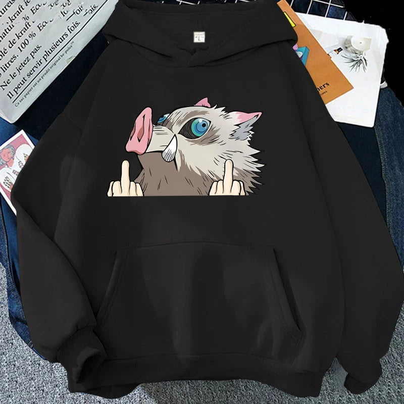 Nuevas sudaderas con capucha estampadas de Hashibira Inosuke, estilo anime, para hombre y mujer, ideales para primavera y otoño. Disponibles en colores lisos y manga larga.