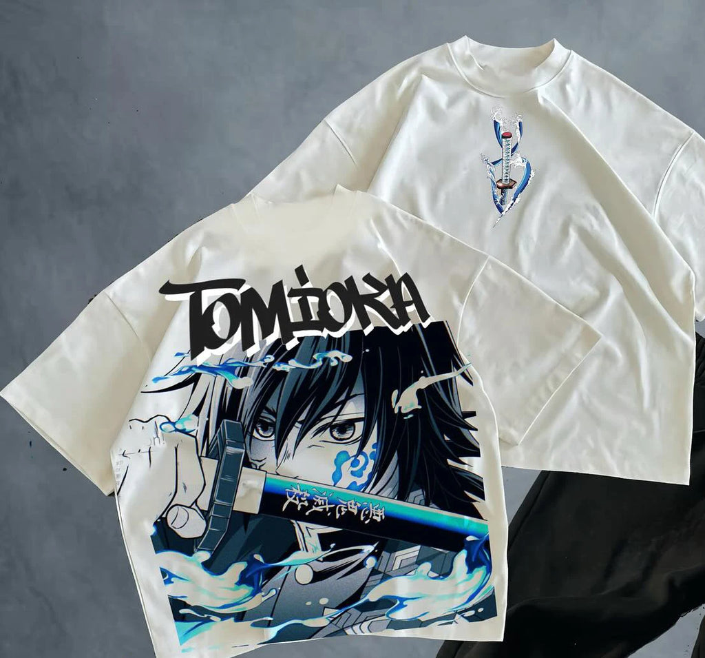 Demon Slayer Tomioka Giyuu Graphic T-shirt Mens Womens Oversized Y2k Short Sleeve Crew Neck Couple Cotton Female Male Clothing