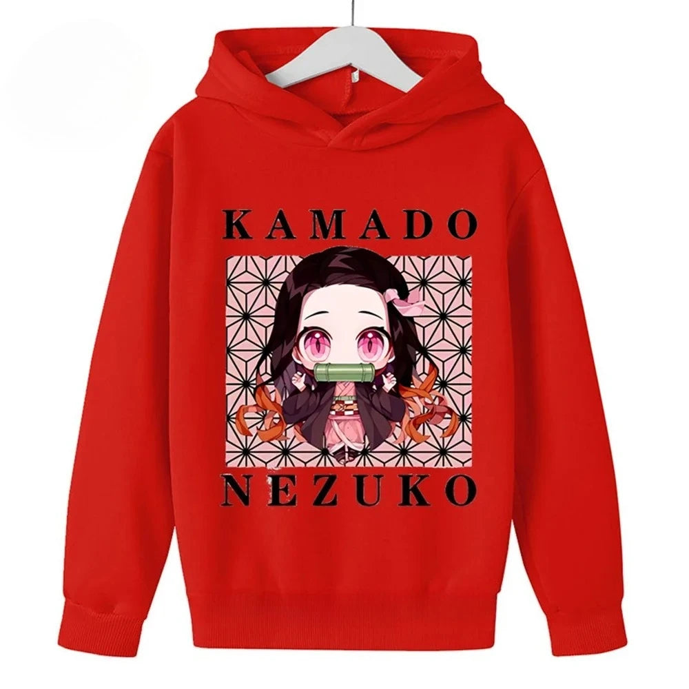 Anime Cartoon Hoodies for Boys and Girls, New Autumn and Winter Warm Children's Sweatshirts, Casual and Comfortable