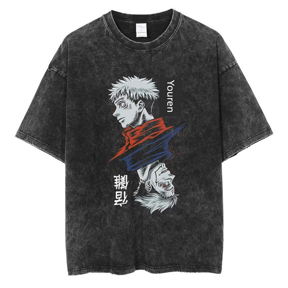 Anime Jujutsu Kaisen T Shirt Vintage Washed T-shirt Gojo