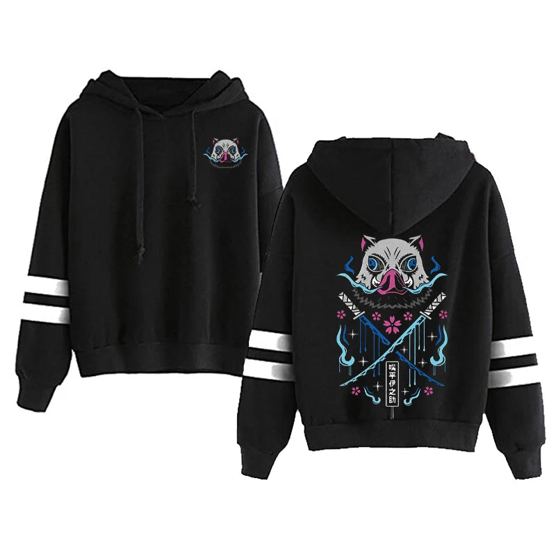 Inosuke Anime Hoodies Men Women Kimetsu no Yaiba Kawaii Manga Sweatshirts Gothic Harajuku Hooded Pullover Casual Streetwear