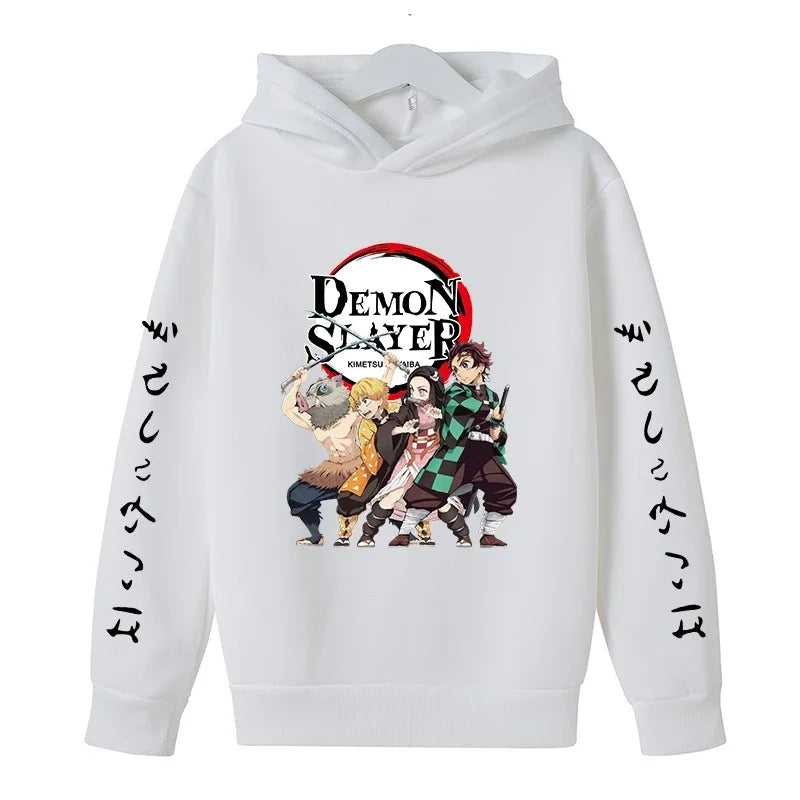 New Kids Demon Slayer Hoodie Children's Clothing Hoodie Suitable Boys Girl Long Sleeve Anime Yaiba Sleeve Pullover Sweatshirt